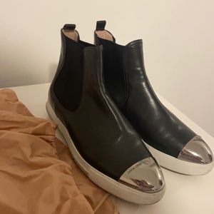 Miu miu black leather booties